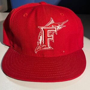 Florida Marlins MLB Classic Red Fitted Baseball Cap Hat size 7 3/8